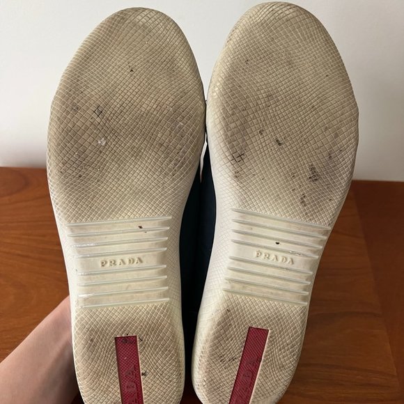 Navy Blue Nylon and Suede Prada Sneakers with Navy Laces Size EU 37 - Picture 5 of 7